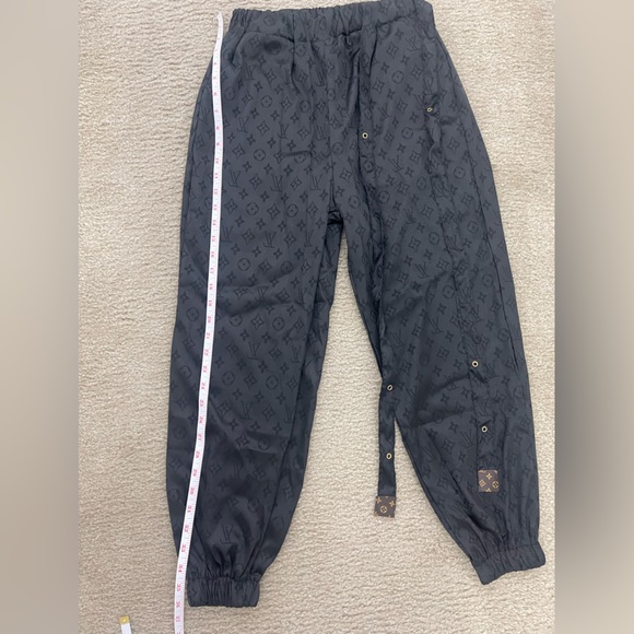 Satin Harem Trouser Running Pants, Black Jogger Track Pants, Size Medium - Picture 14 of 16